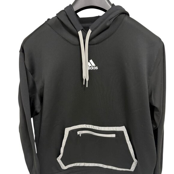 Adidas Mens Hooded Long Sleeve Sweatshirt Size XL Black Pocket - Picture 1 of 6